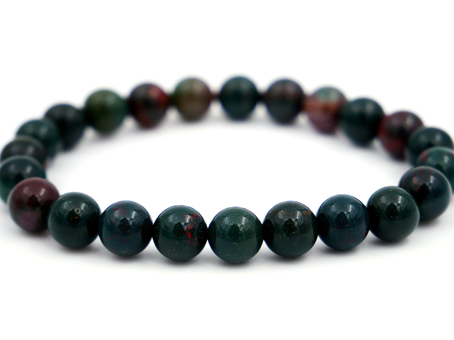 Bracelet en héliotrope (jaspe sanguin) - 8mm