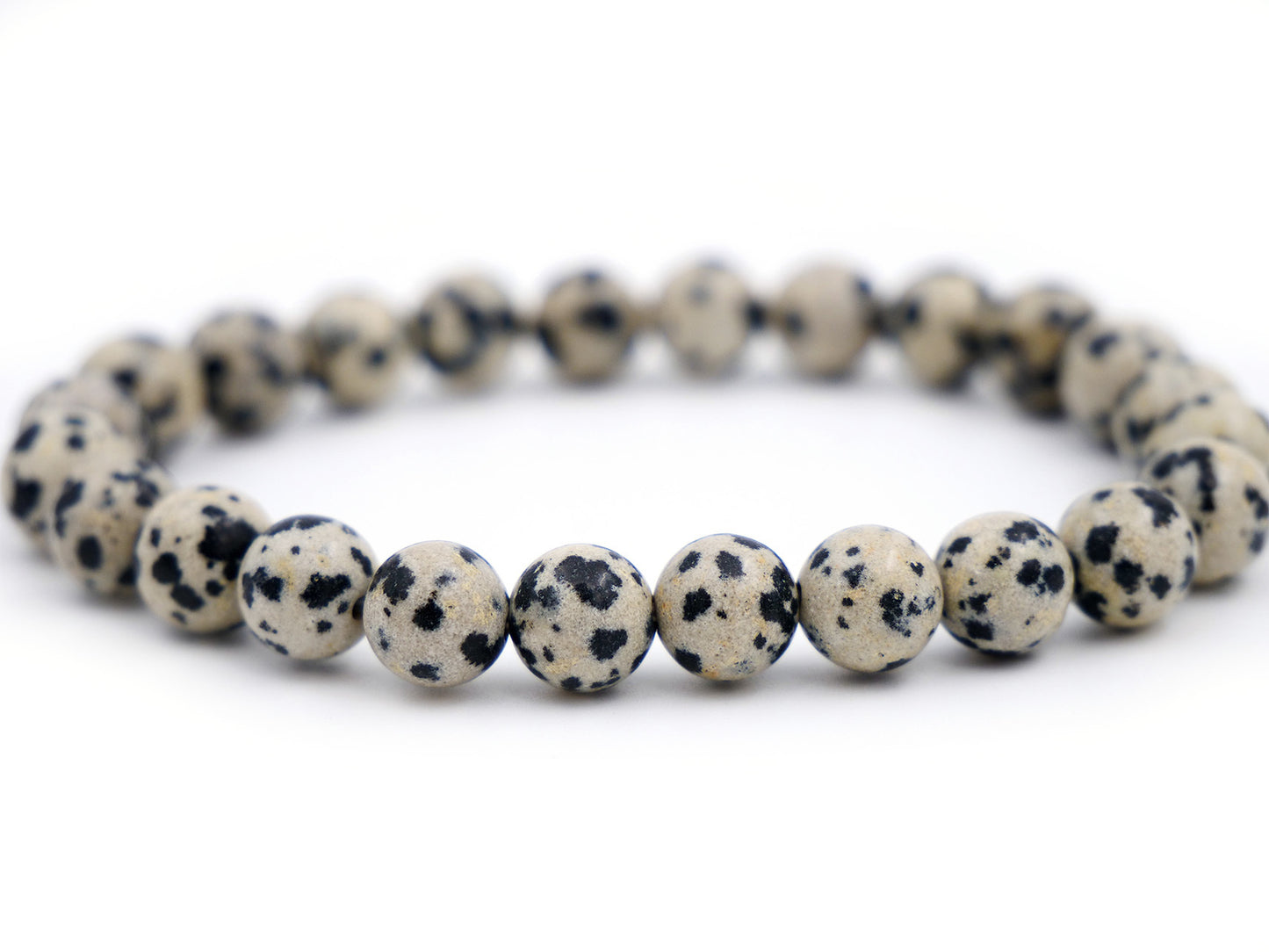 Bracelet en jaspe dalmatien (aplite ou porphyrite) - 8mm