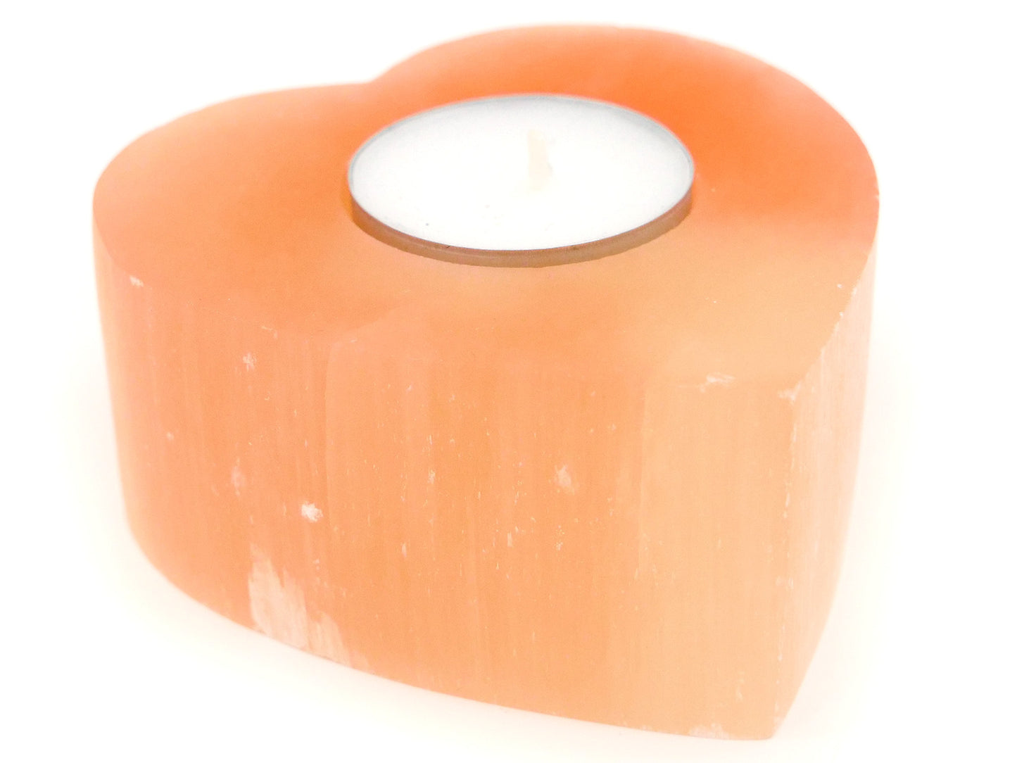 Bougeoir en sélénite orange - coeur