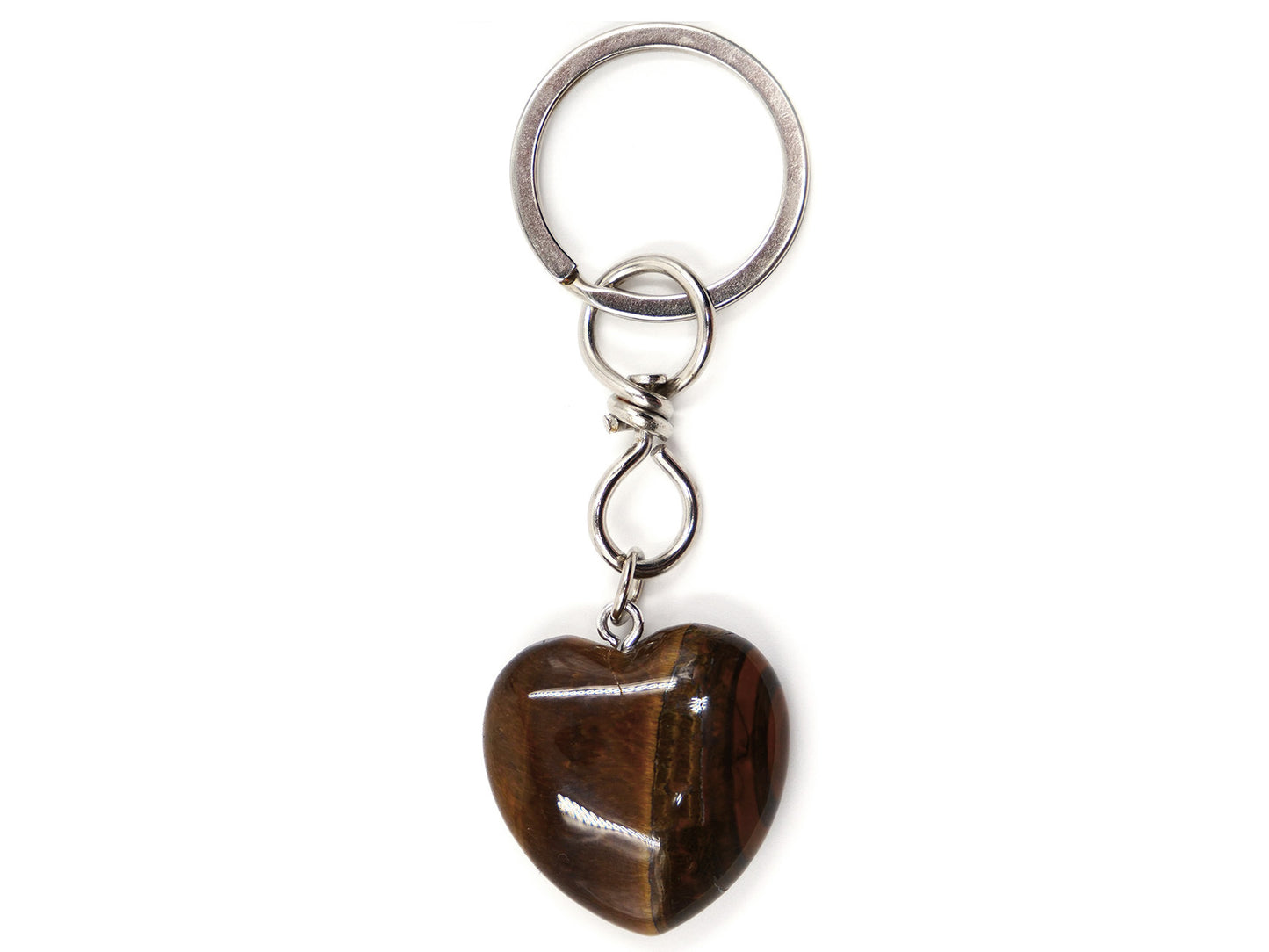 Porte-clés coeur en oeil de tigre