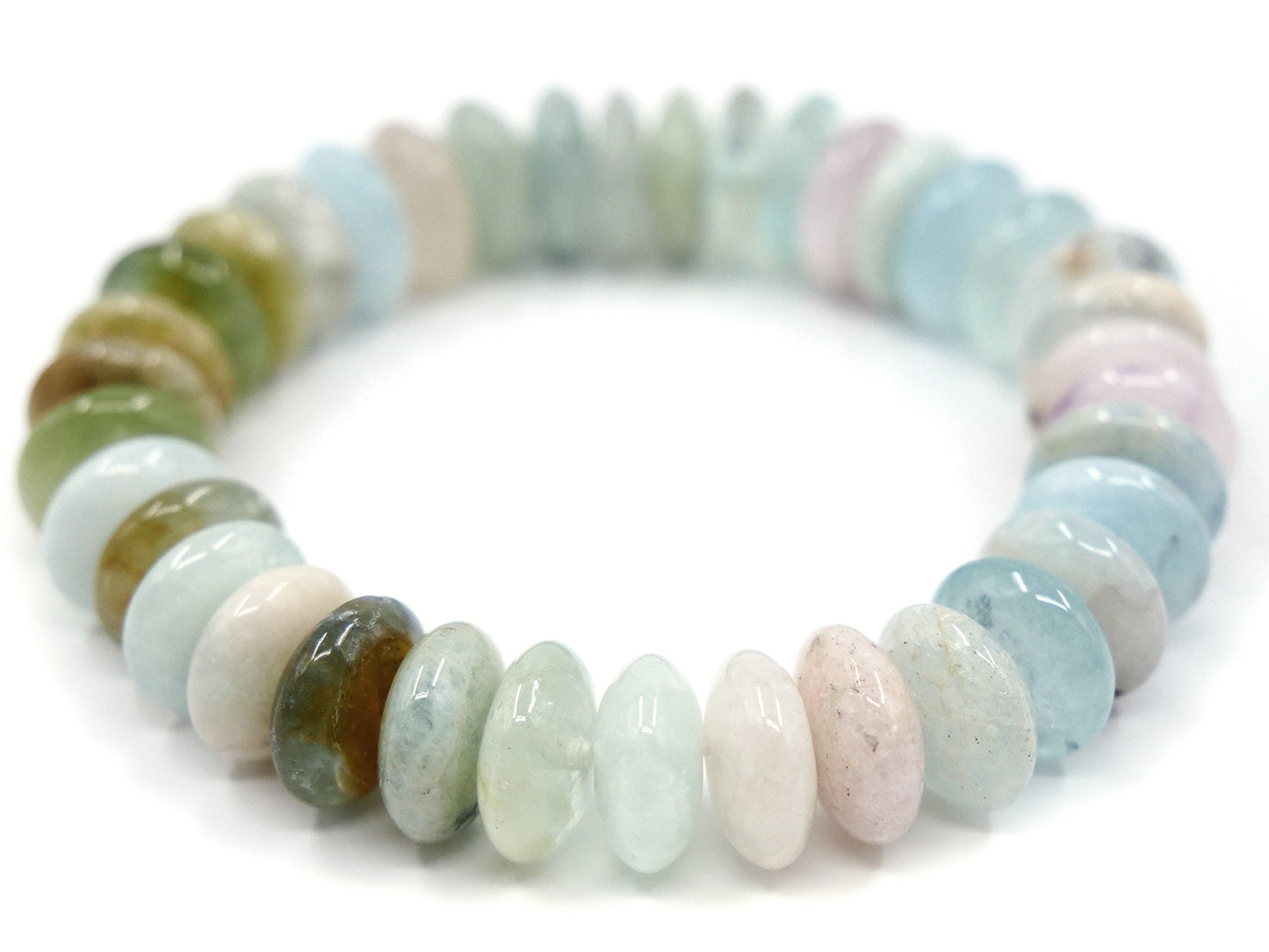 Bracelet en beryl, morganite et aigue-marine