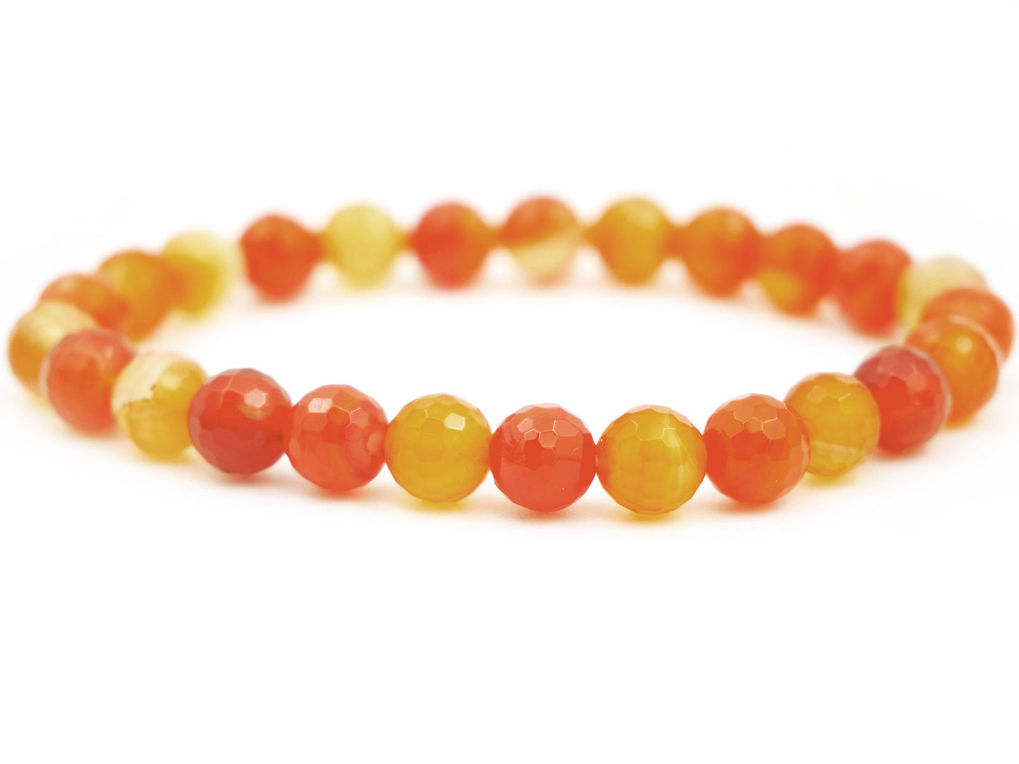 Bracelet en cornaline - 8mm facetté