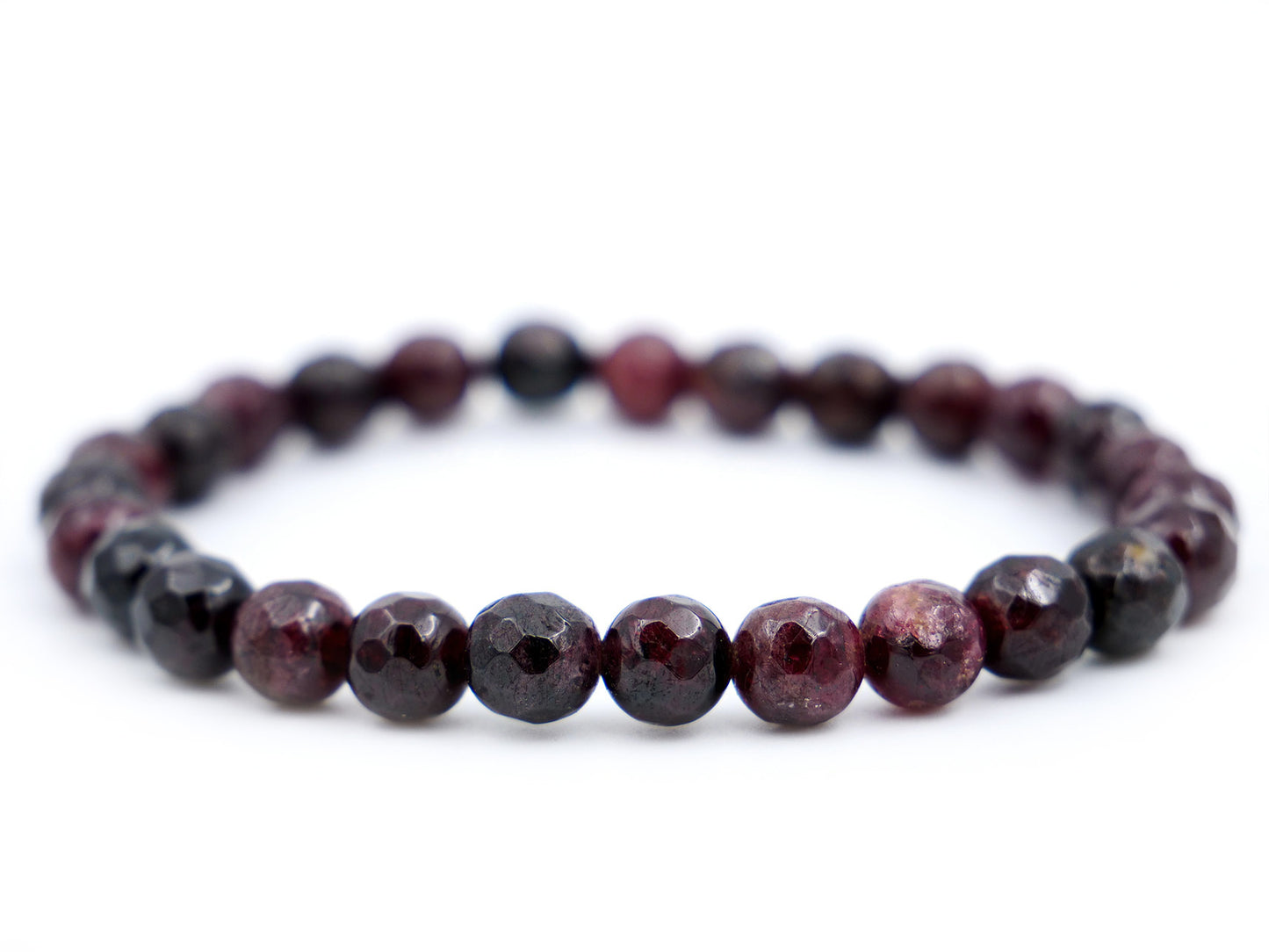 Bracelet en grenat pyrope - 7mm facetté