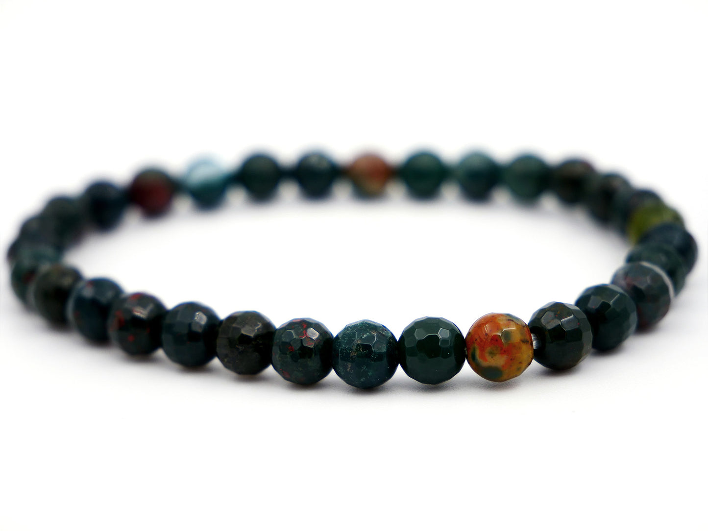 Bracelet en héliotrope (jaspe sanguin) - 6mm facetté