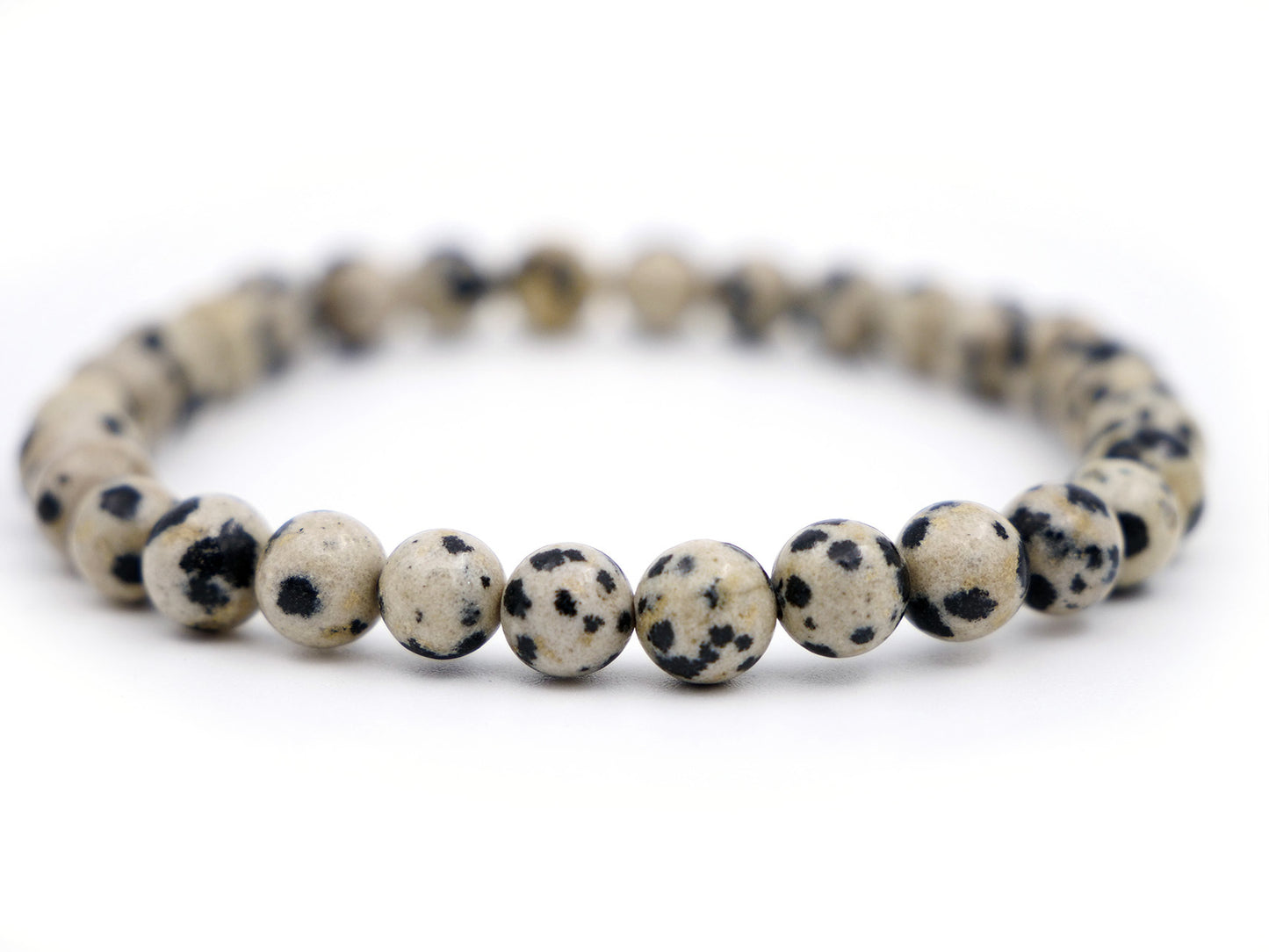 Bracelet en jaspe dalmatien (aplite ou porphyrite) - 6mm