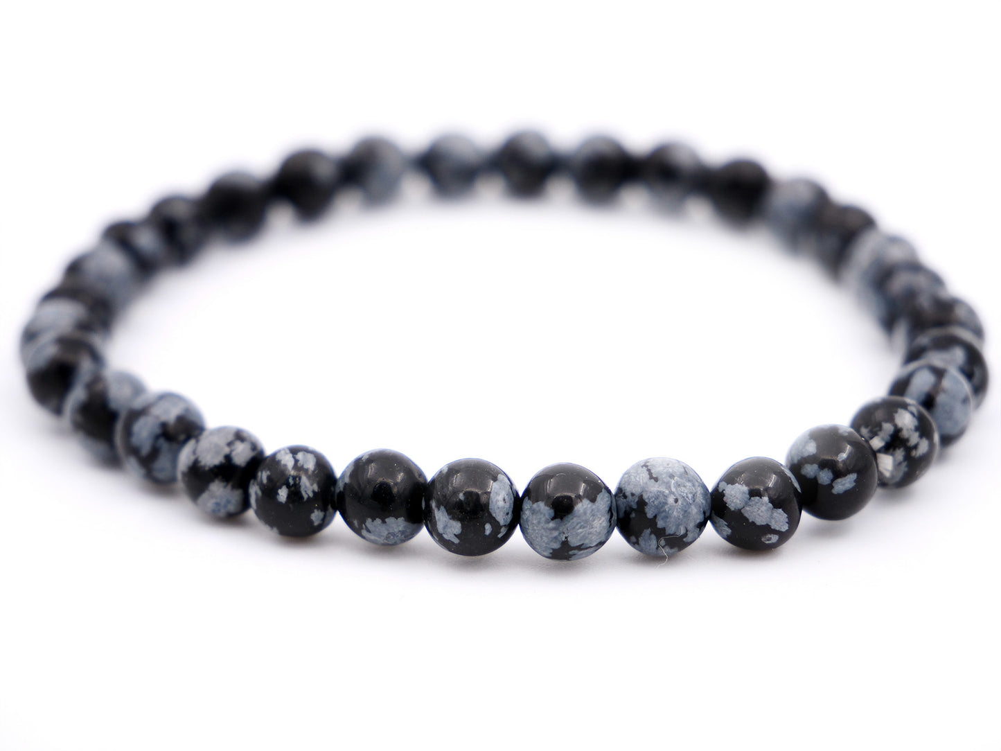 Bracelet en obsidienne flocon de neige - 6mm