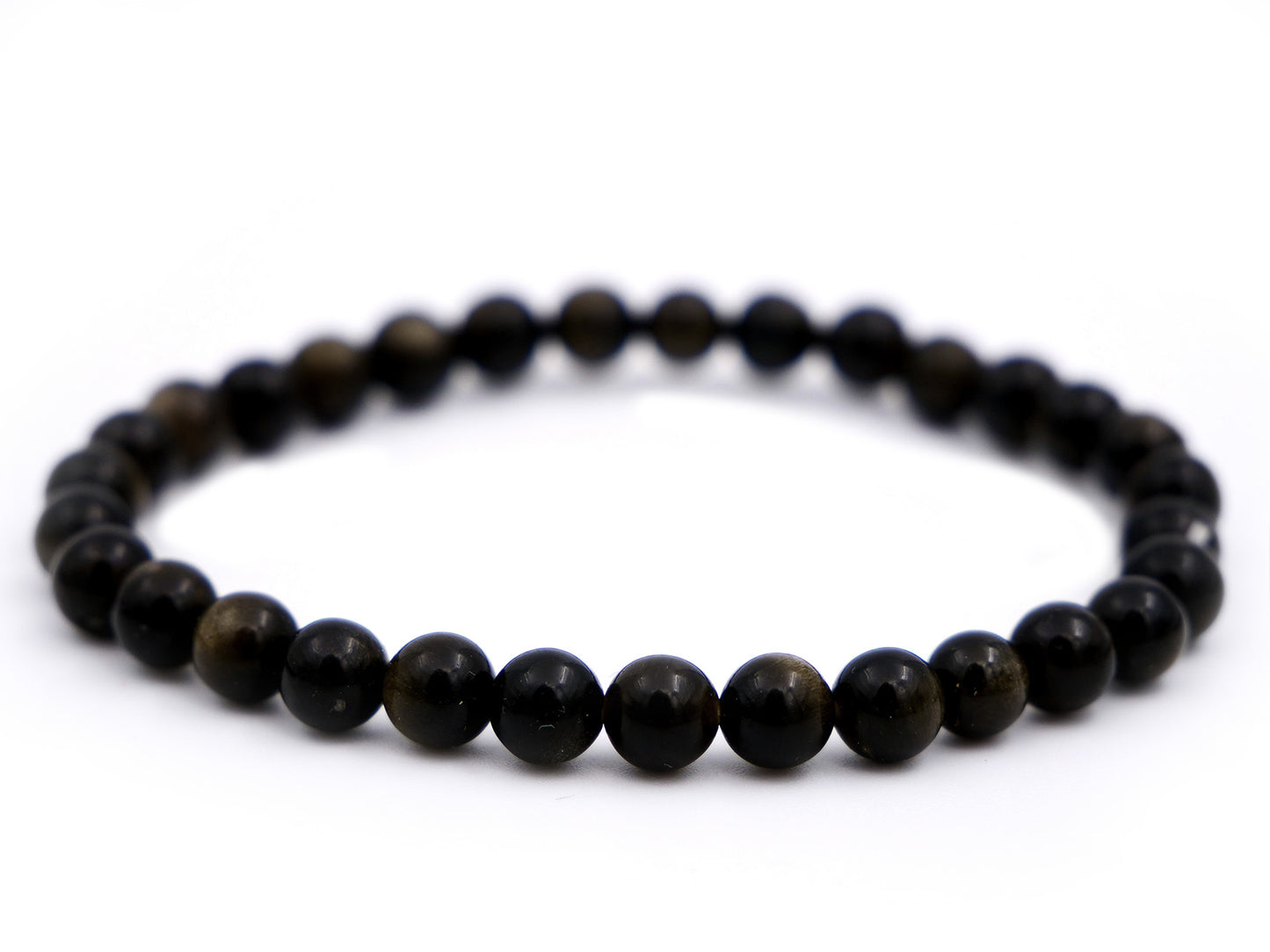 Bracelet en obsidienne dorée - 6mm