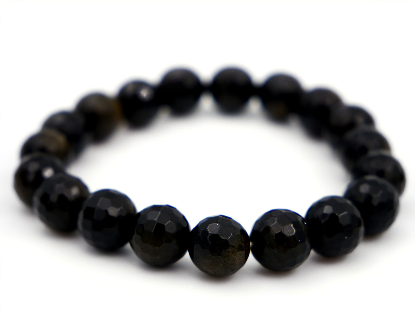 Bracelet en obsidienne dorée - 10mm facetté