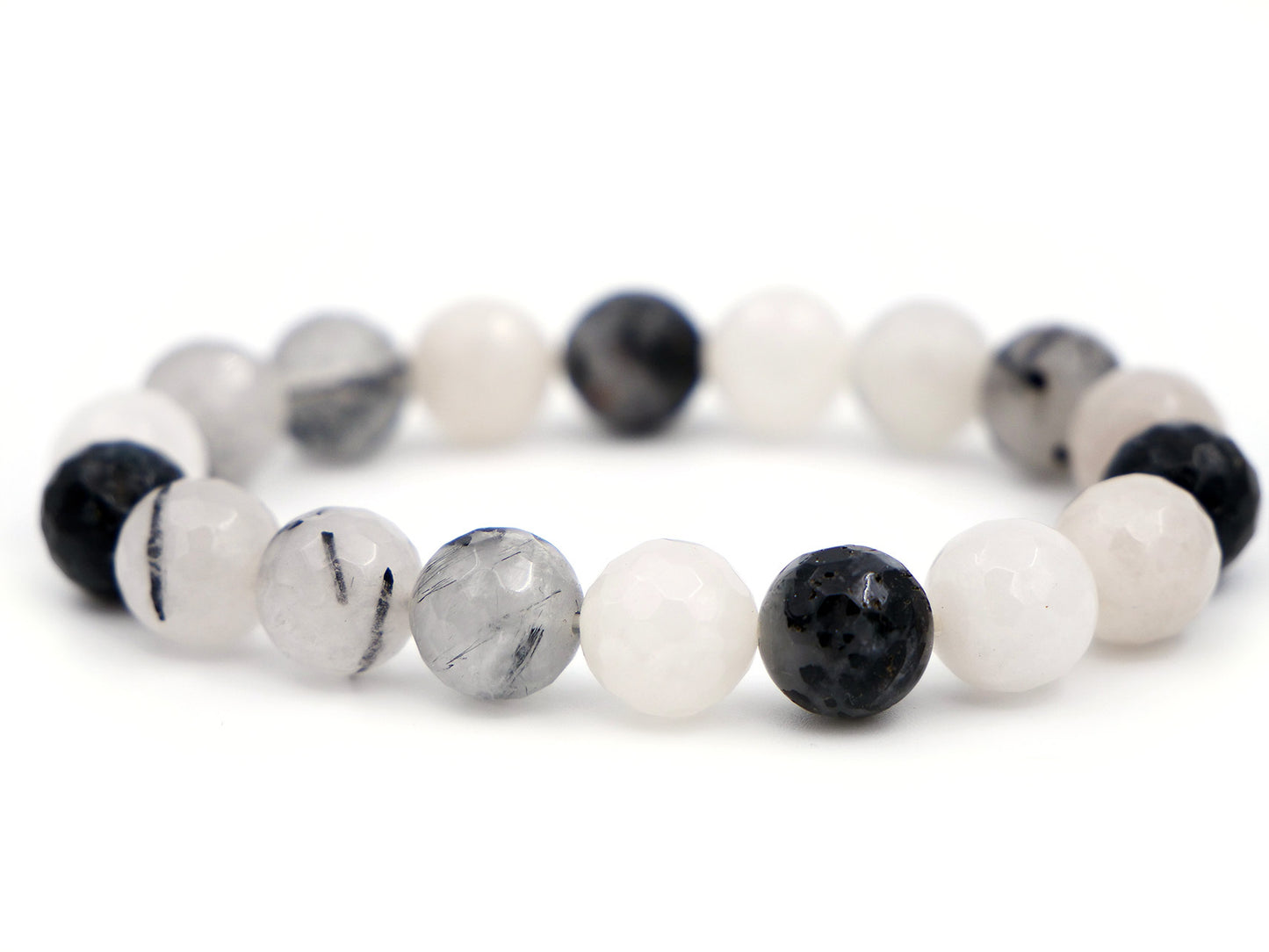 Bracelet en quartz tourmaline - 10mm facetté