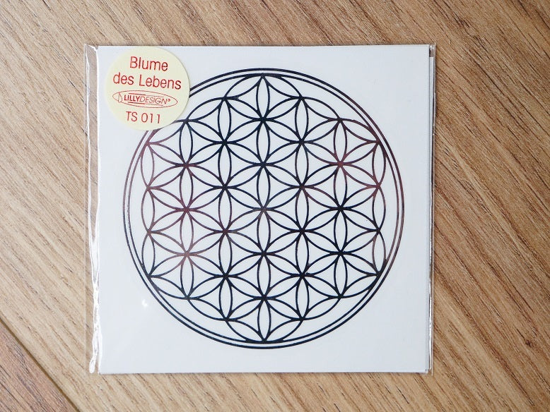 Autocollant fleur de vie - argenté - pack de 5