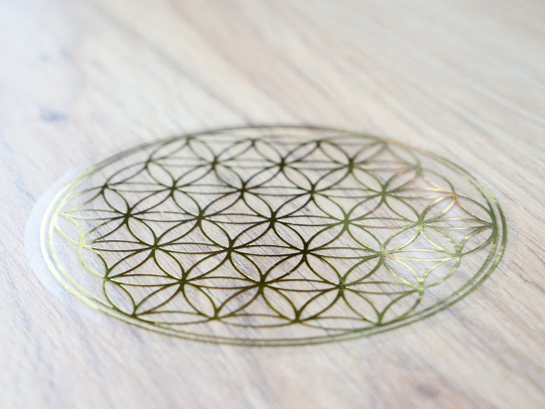 Autocollant fleur de vie - doré - 7cm