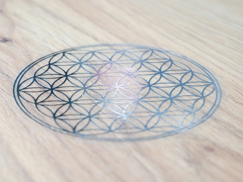 Autocollant fleur de vie - argenté - 7cm