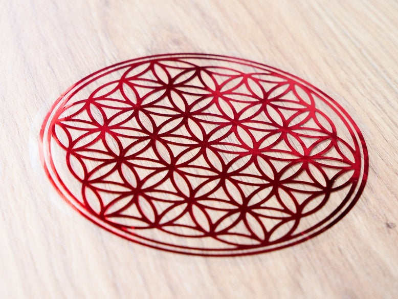 Autocollant fleur de vie - rouge - 8,5cm