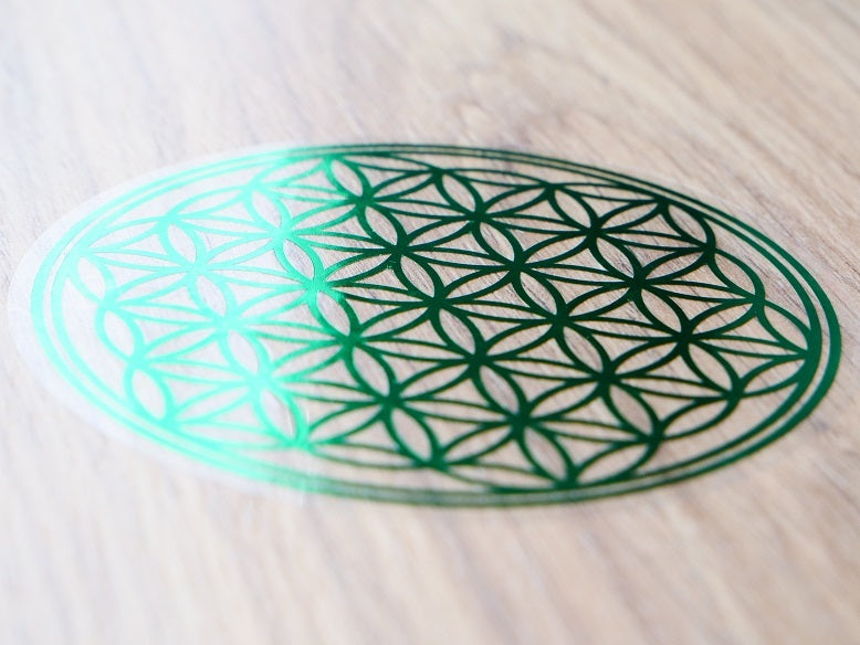 Autocollant fleur de vie -vert - 8,5cm