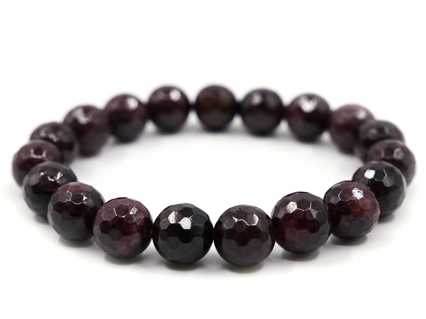 Bracelet en grenat pyrope - 10mm facetté