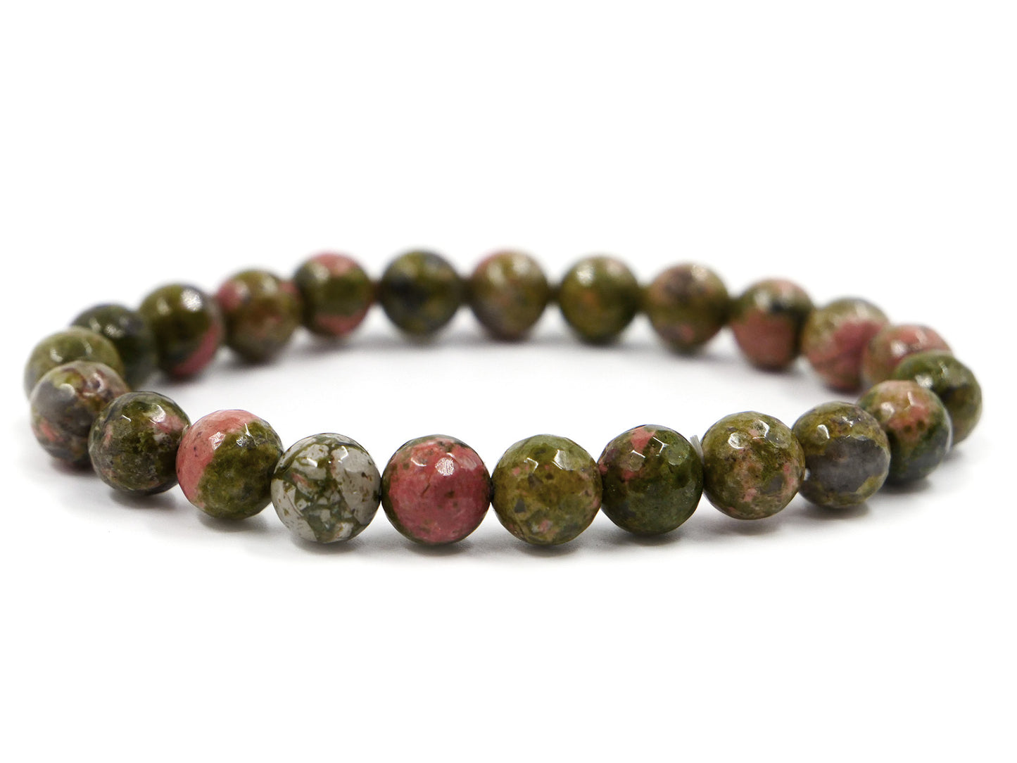 Bracelet en épidote unakite - 8mm facetté