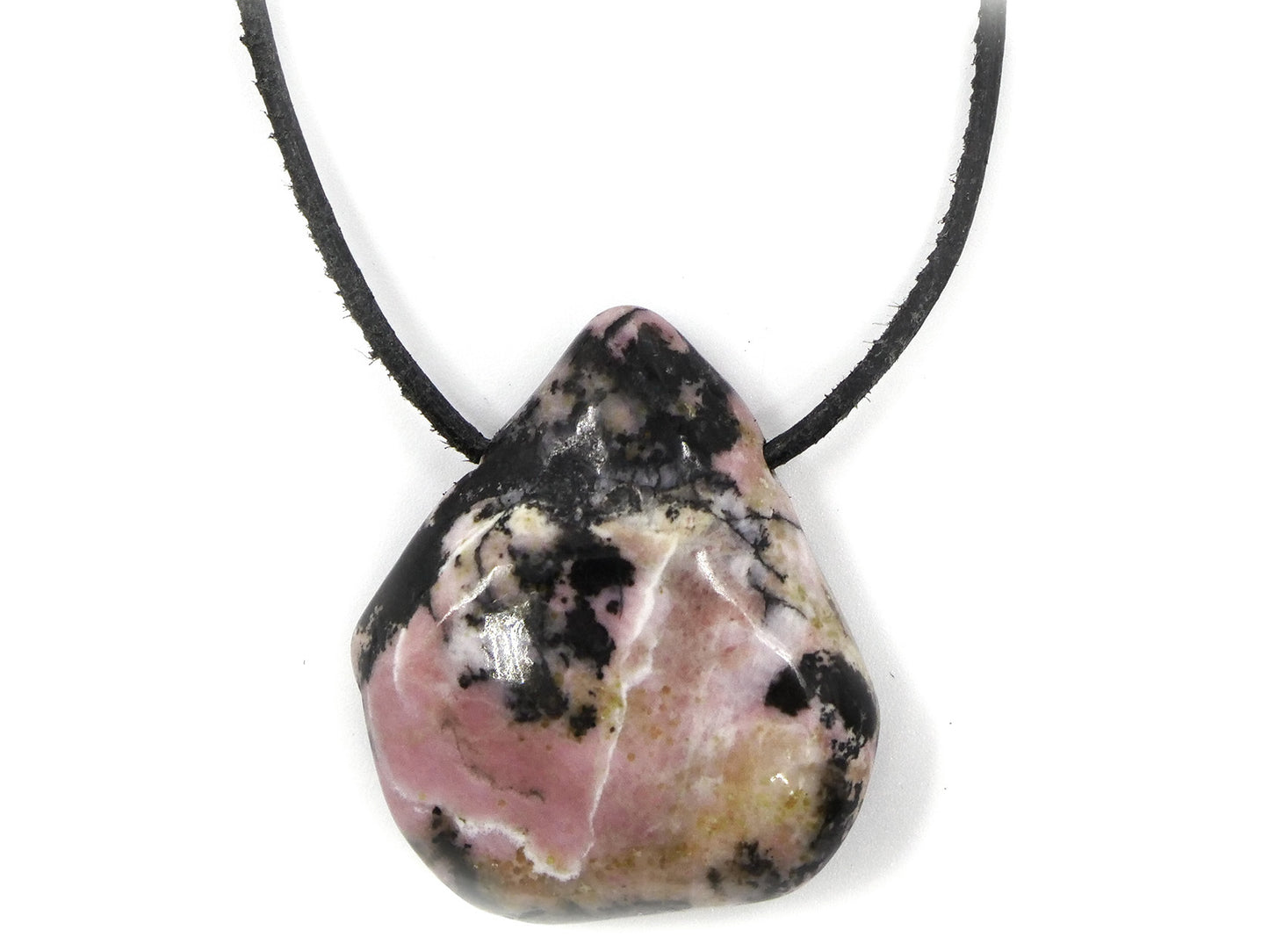 Rhodonite suisse - Pendentif pierre percée