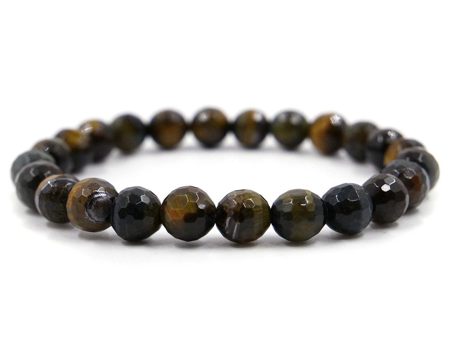 Bracelet en oeil de faucon et oeil de tigre - 8mm facetté