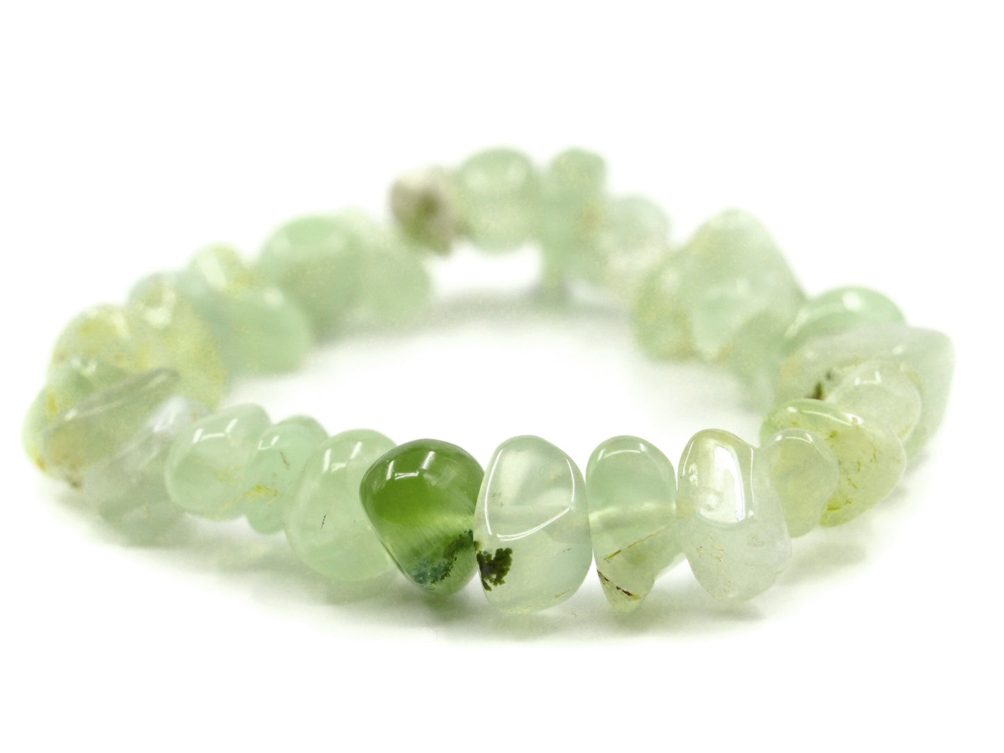 Bracelet en prehnite verte