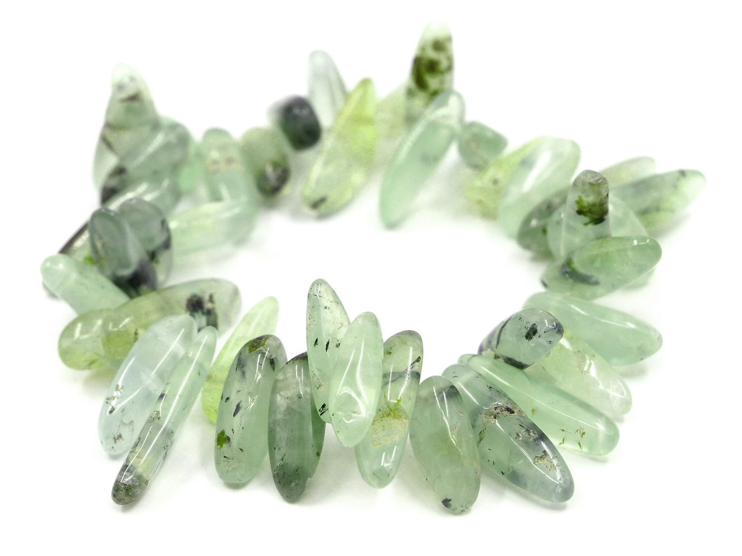 Bracelet en prehnite verte