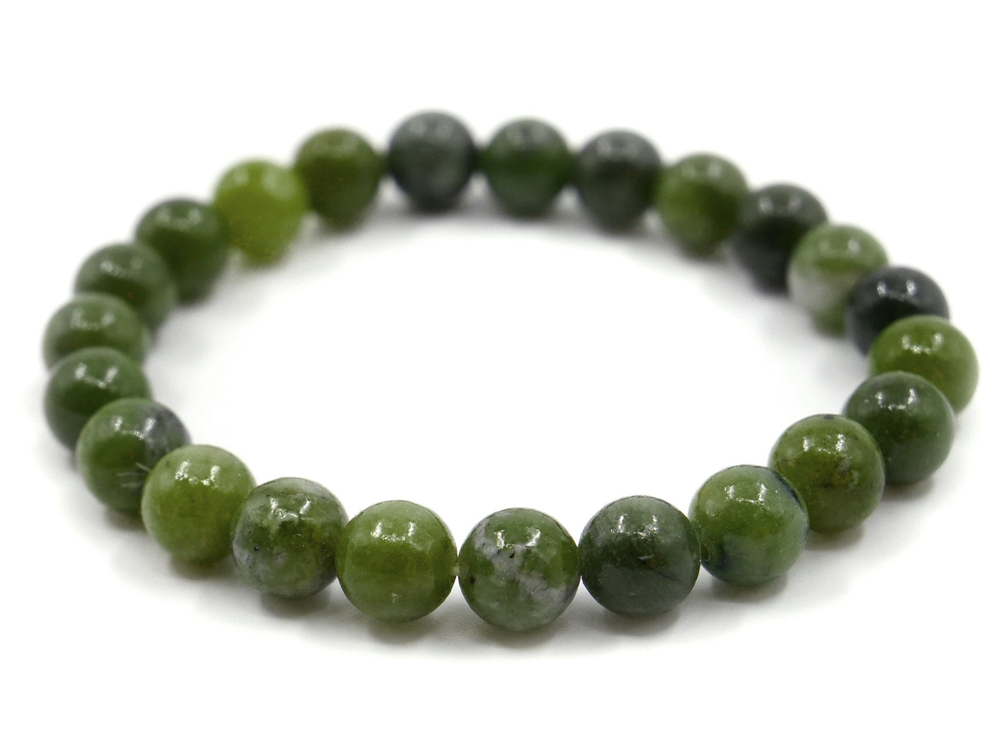 Bracelet en serpentine "jade du canada" - 8mm
