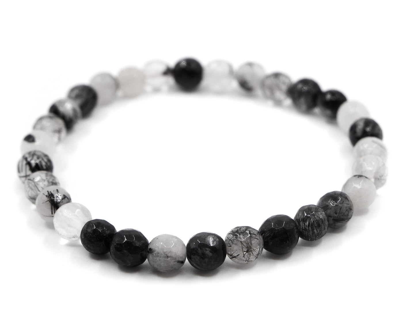 Bracelet en quartz tourmaline - 6mm facetté