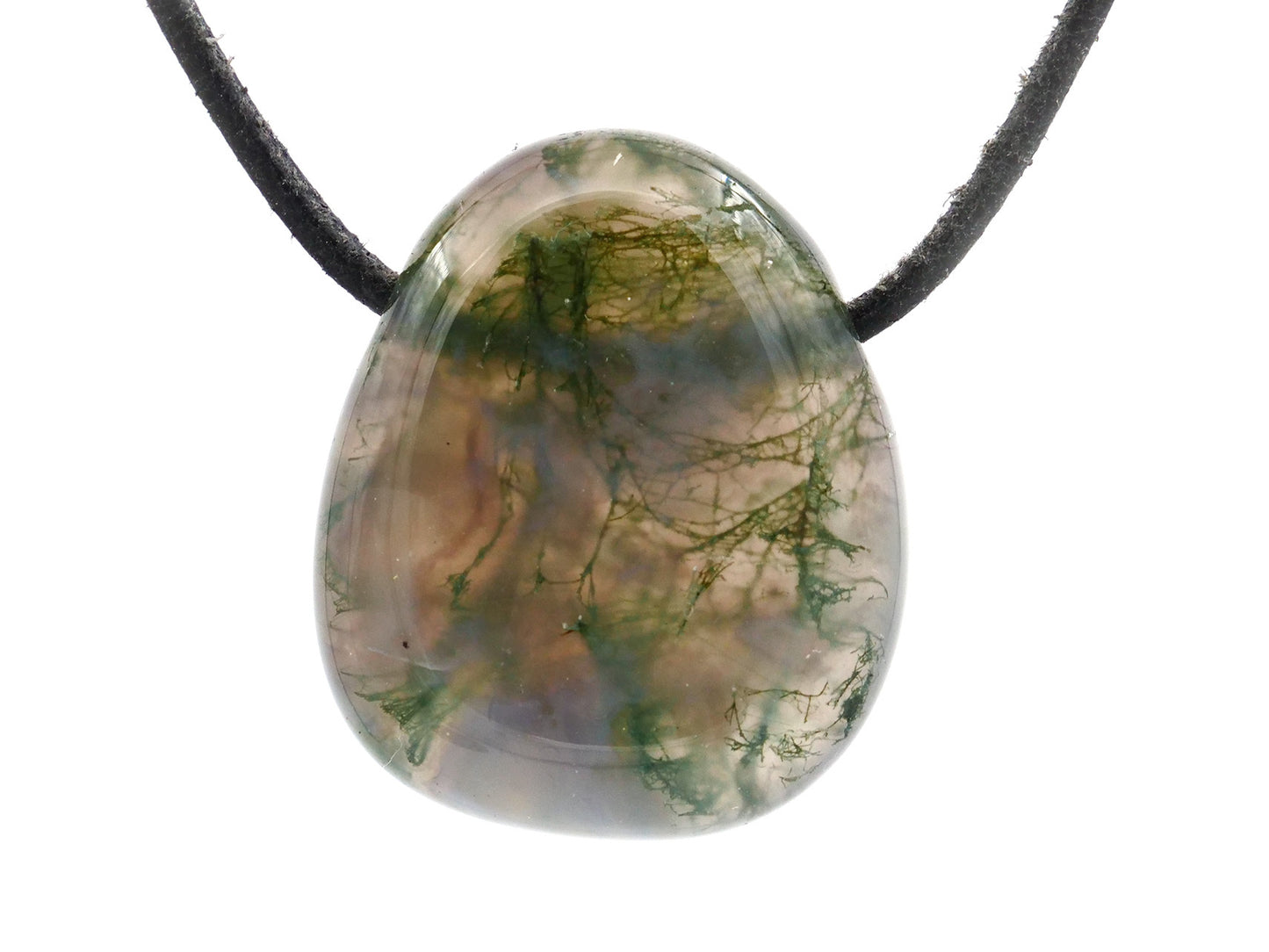Agate mousse - Pendentif pierre percée