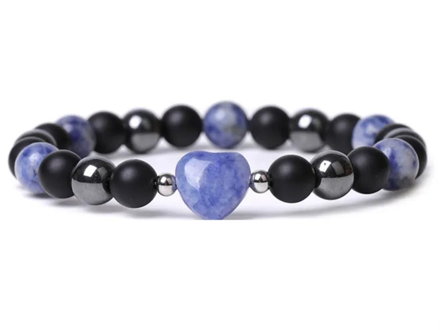 Bracelet coeur en sodalite - 8mm