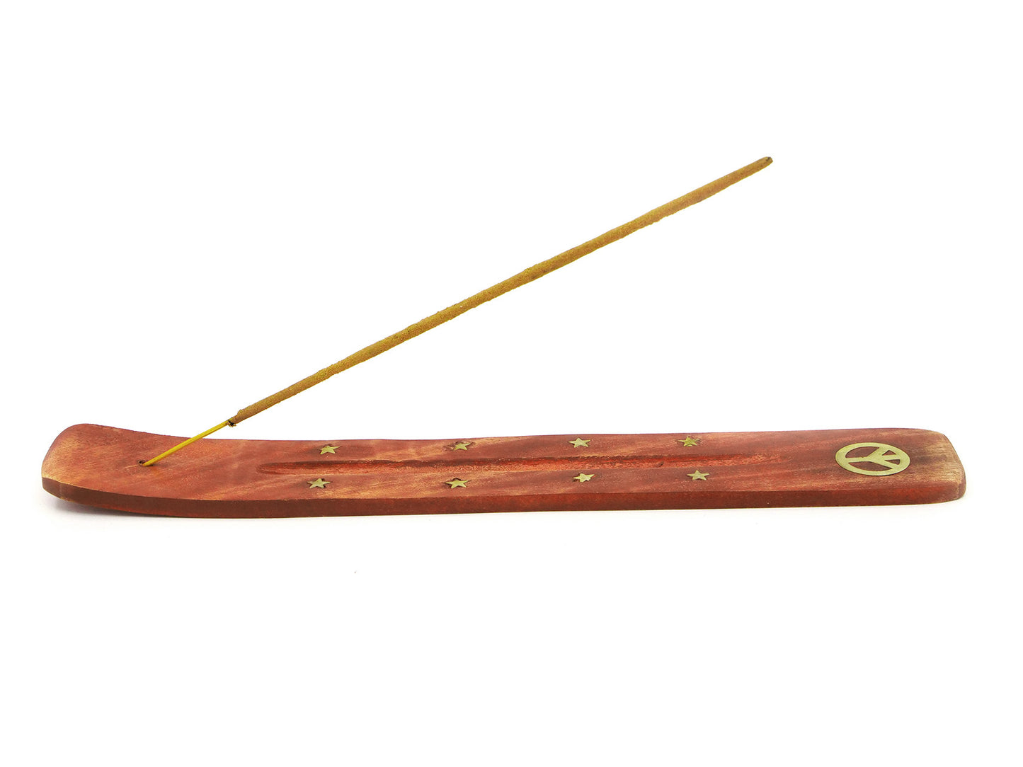 Porte-encens bois de manguier et laiton - Peace