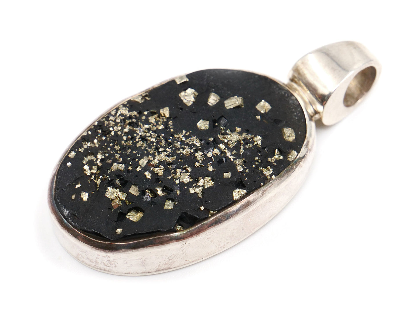 Ardoise à pyrite brute - Pendentif argent 925