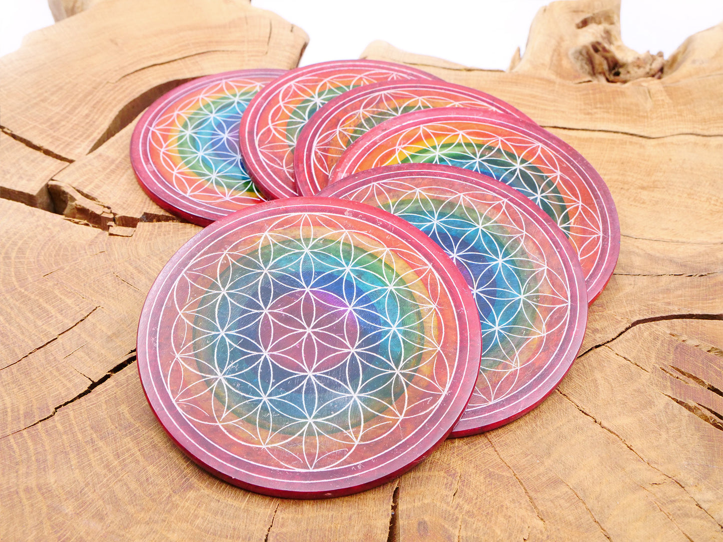 Set de 6 Sous-Verres Chakra Fleur de Vie en stéatite