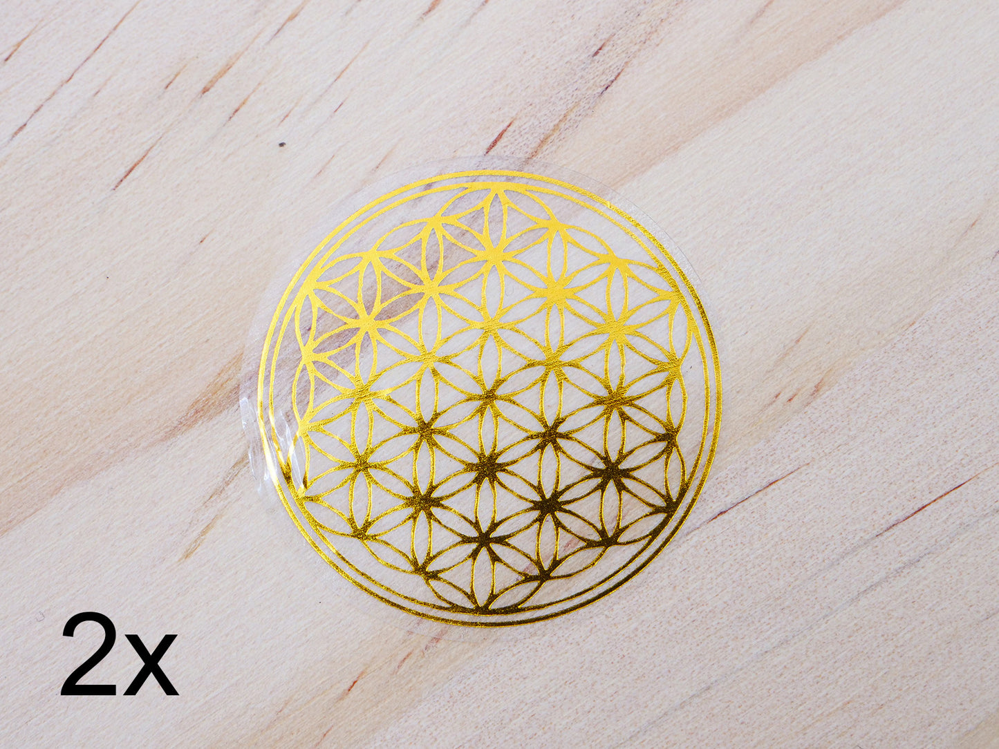 Autocollant fleur de vie pour téléphone - doré - pack de 2