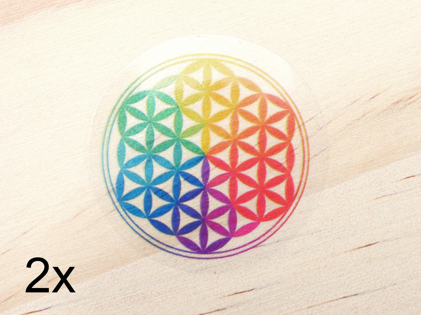 Autocollant fleur de vie pour téléphone - arc-en-ciel - pack de 2