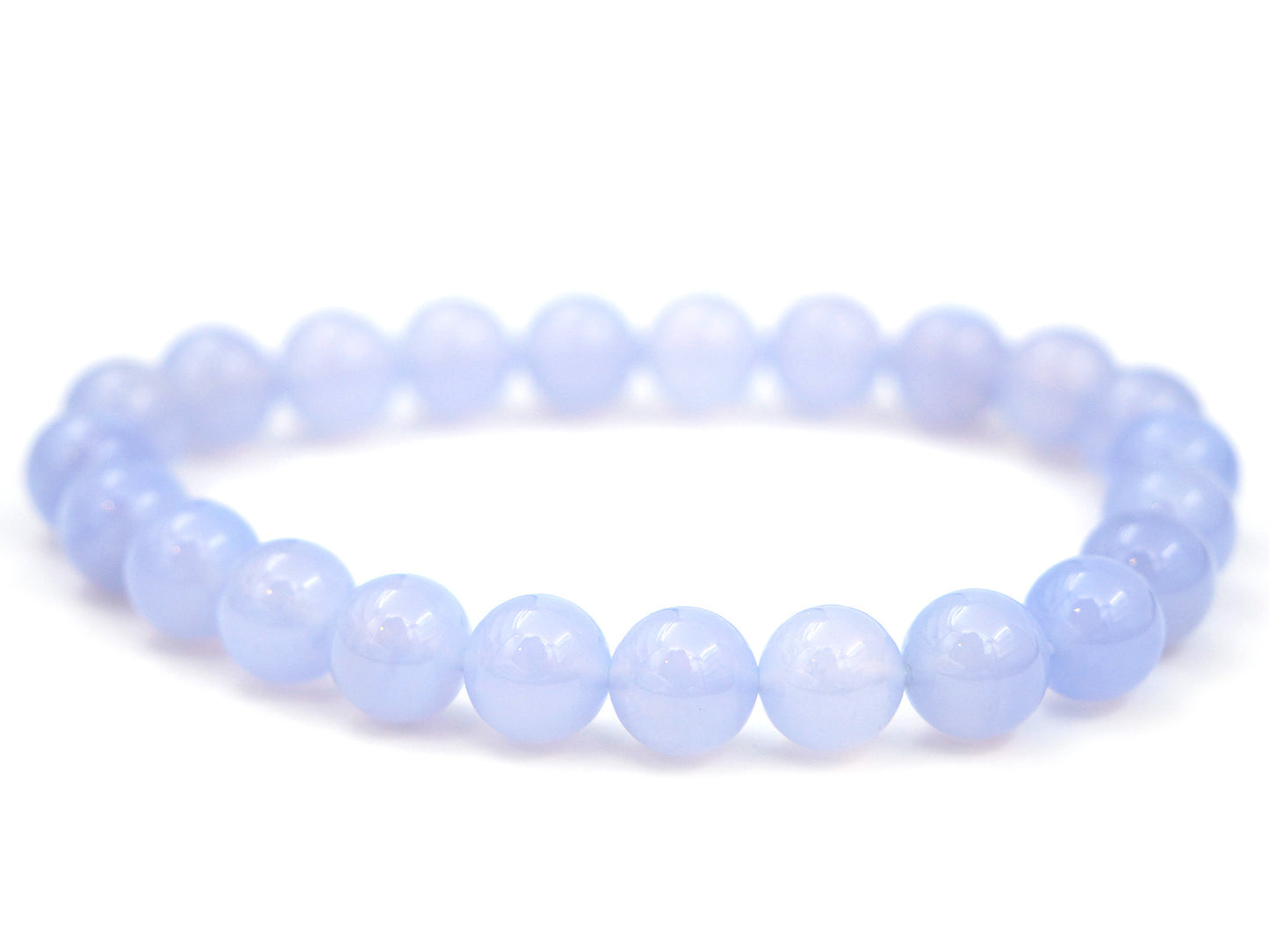 Bracelet en calcédoine bleue rubanée - 8mm