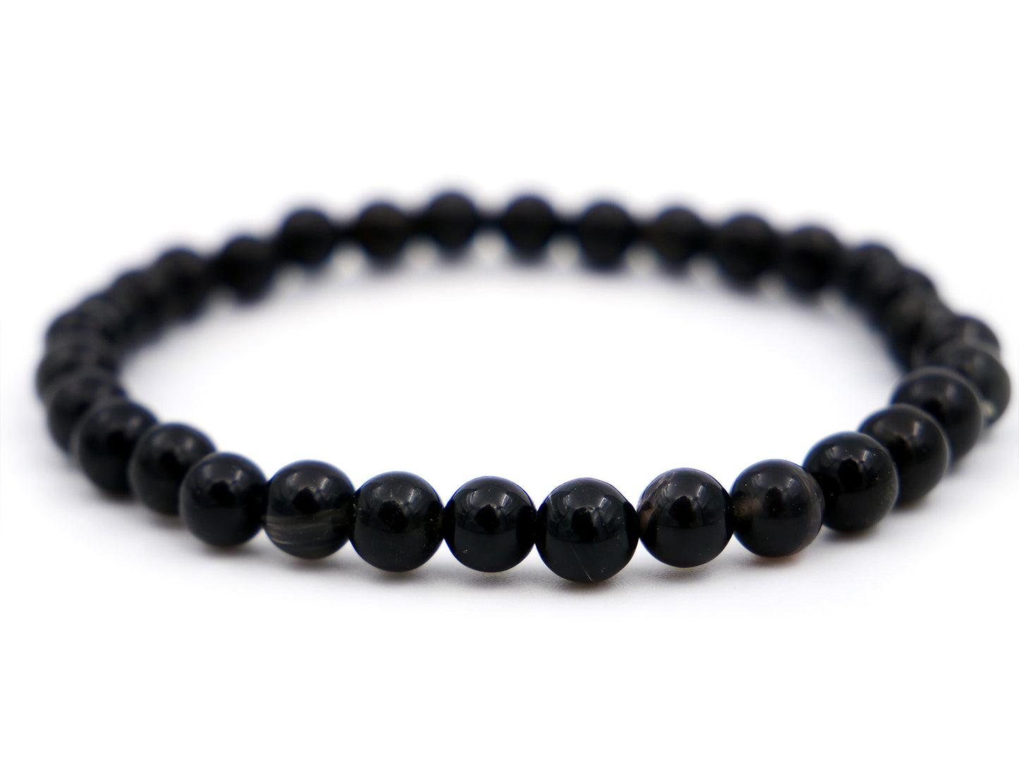 Bracelet en larme d'Apache (obsidienne fumée) - 6mm