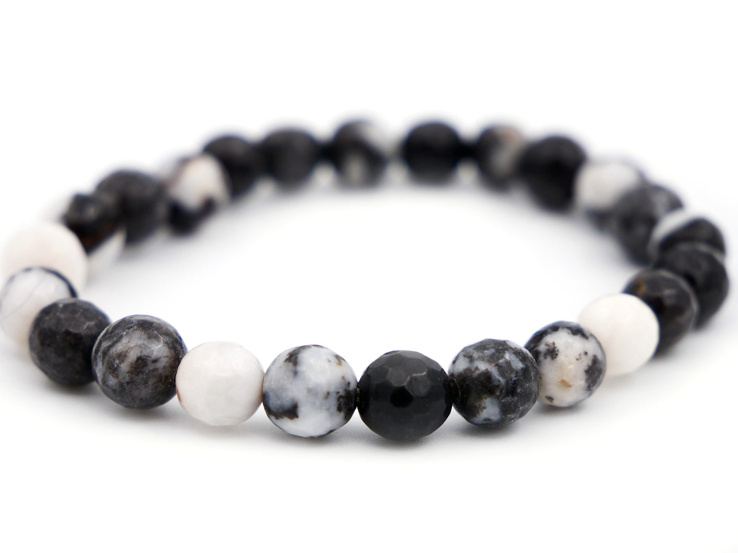 Bracelet en marbre zébré (jaspe zébré) - 8mm facetté