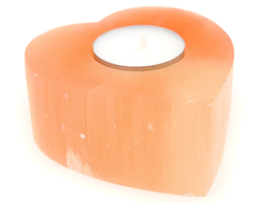 Bougeoir en sélénite orange - coeur