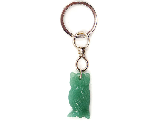 Porte-clés hibou en aventurine verte