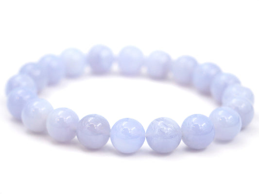 Bracelet en calcédoine bleu rubanée - 10mm