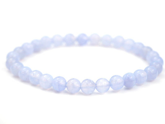 Bracelet en calcédoine bleue rubanée - 6mm