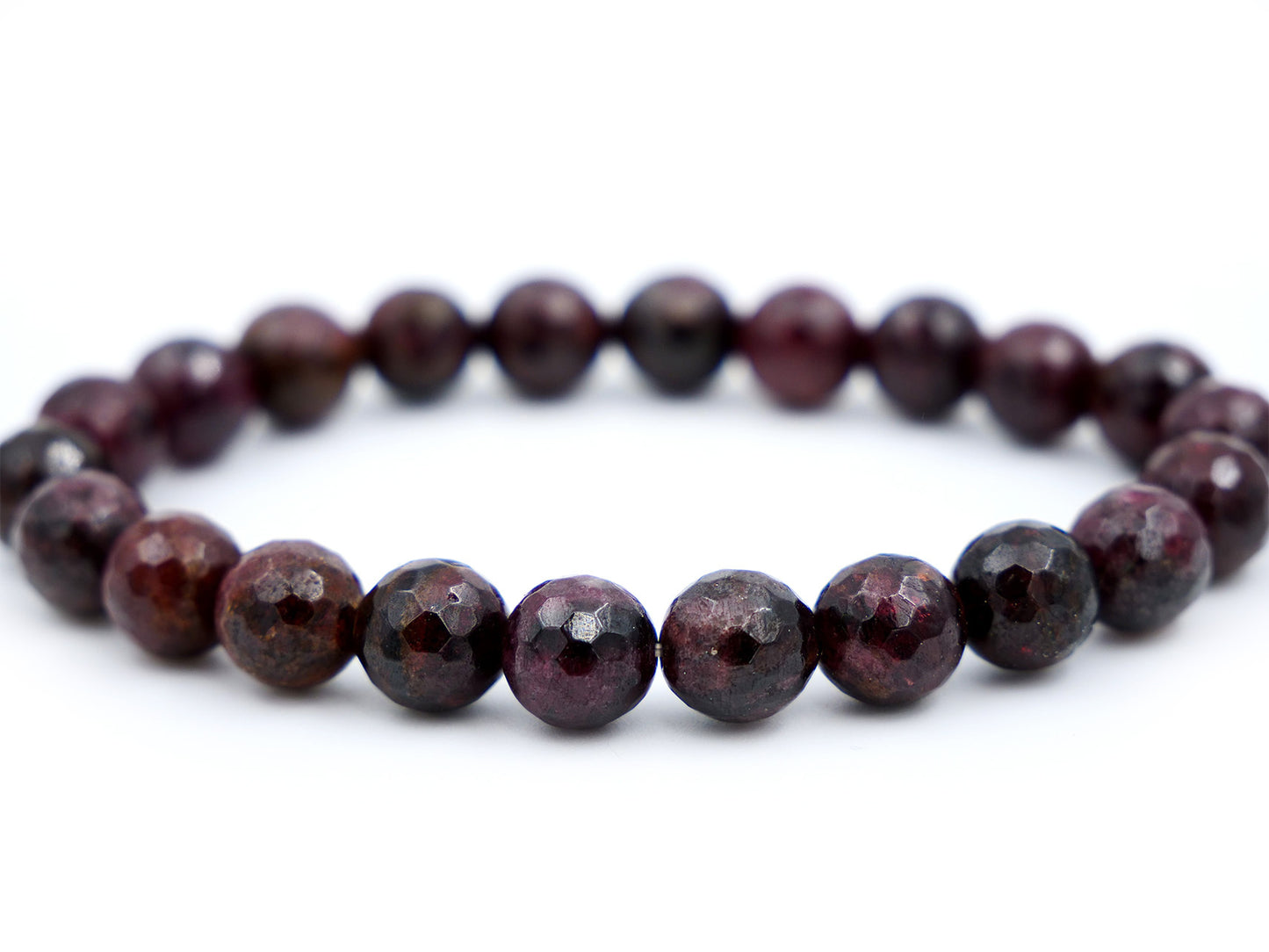 Bracelet en grenat pyrope - 8mm facetté