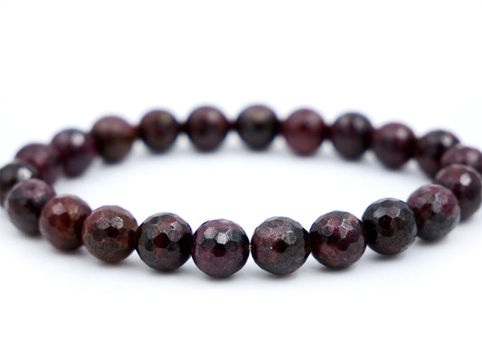 Bracelet en grenat pyrope - 8mm facetté