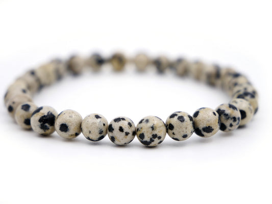 Bracelet en jaspe dalmatien (aplite ou porphyrite) - 6mm