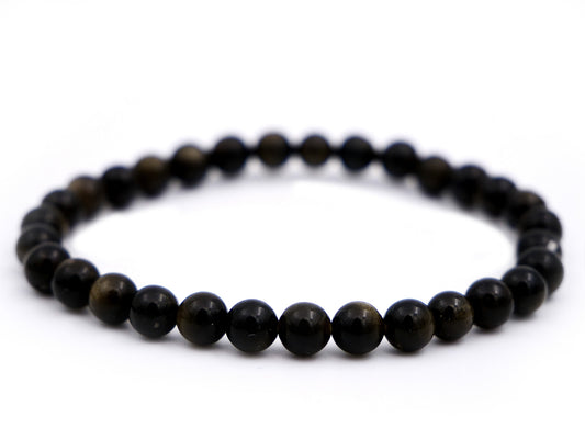 Bracelet en obsidienne dorée - 6mm