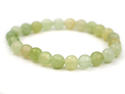 Bracelet en prehnite verte - 8mm facetté