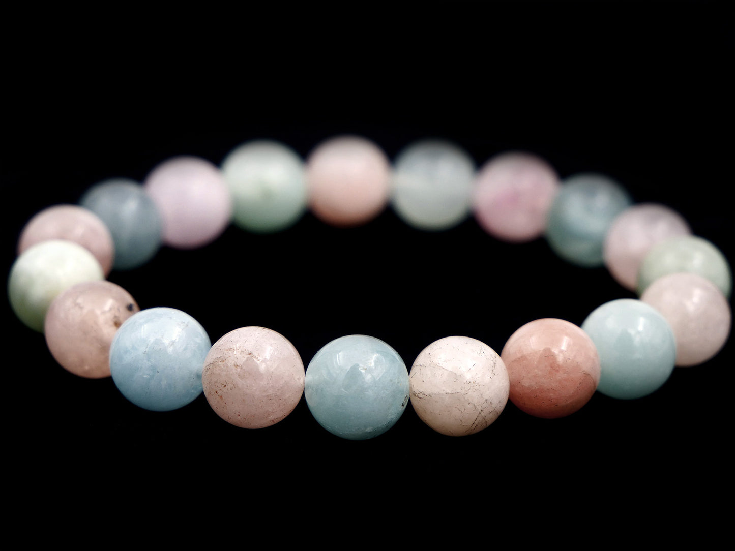 Bracelet en morganite et aigue-marine - 10mm