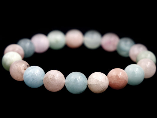 Bracelet en morganite et aigue-marine - 10mm