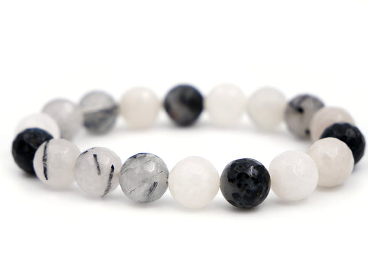 Bracelet en quartz tourmaline - 10mm facetté