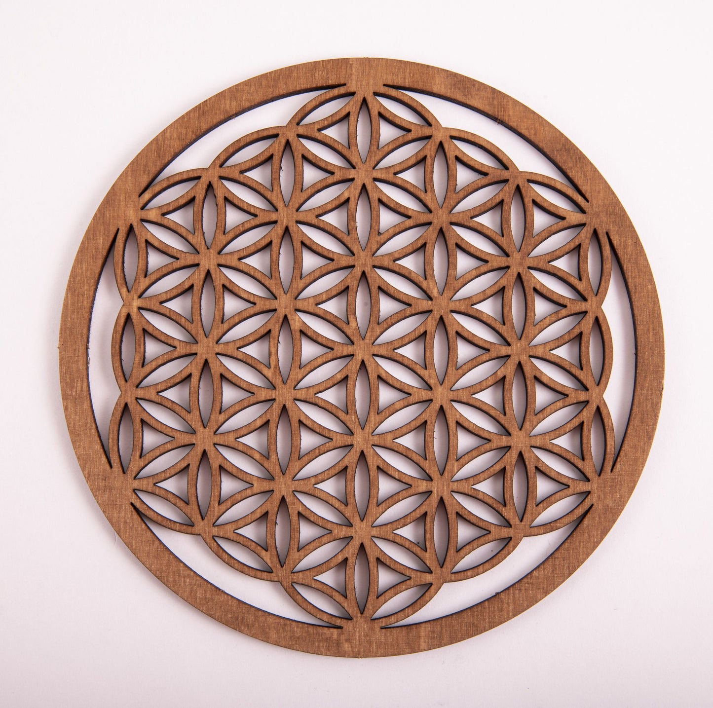 Fleur de Vie 14,4 cm, marron foncé en bois