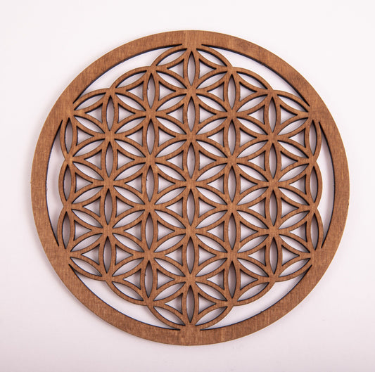 Fleur de Vie 14,4 cm, marron foncé en bois